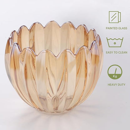 Tulip Lamp Shades Replacement, 5" Dia. * 4.25" H，0.394” Top Hole Light Amber Glass Sconce Shade Heavy and Thick for Table Lamp, 2 Pack