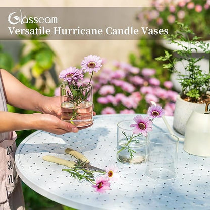 Glasseam Glass Cylinder Vases for Centerpieces, Small Clear Flower Vase Set of 12, Modern Floating Candle Vases Decor, Decorative Hurricane Candle Holders for Wedding Dining Table Decorations, 4in