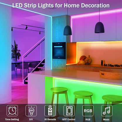 KEELIXIN LED Lights Music Sync RGB LED Strip Lights with APP & Remote Control