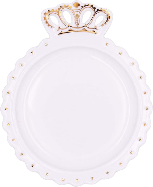 Stephanie Imports Queen's Crown Ceramic Trinket Plate and Decorative Jewelry Dish