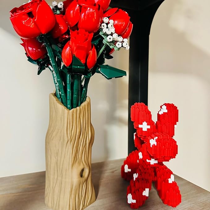 3D Printed Tree Trunk Vase, Realistic Bark Texture Sculptural Vase, Asymmetric Planter for Dried Flowers, Natural Wood Look Home Decor (2.87"x 2.76" x 7.87")