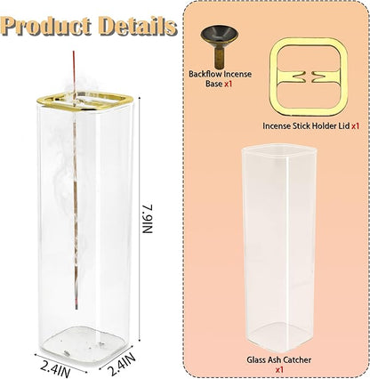 1 Pack HZCPENG Incense Holder, 2 in 1 Incense Burner for Sticks or Backflow Incense, Anti-ash Square Incence-Stick Holder for Meditation, Yoga, Relaxation, and Home Décor