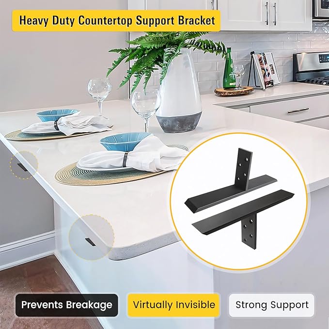 Hidden Countertop Support Bracket 36 Inch 2 Pack Heavy Duty Granite Support Bracket for Kitchen Island Bar Top Countertop