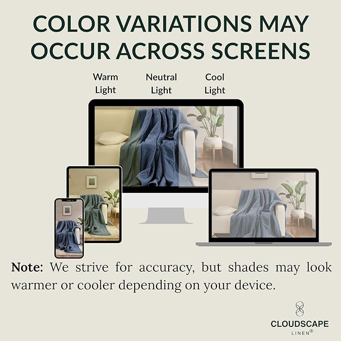 Cloud Scape Linen Extra Large 8 Layer Muslin Throw Blanket - 100% Cotton Gauze, Soft and Breathable, Winter Blanket for Couch, Sofa and Bed, Idea, 50x70, Ensign Blue