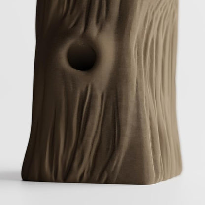 3D Printed Tree Trunk Vase, Realistic Bark Texture Sculptural Vase, Asymmetric Planter for Dried Flowers, Natural Wood Look Home Decor (2.87"x 2.76" x 7.87")