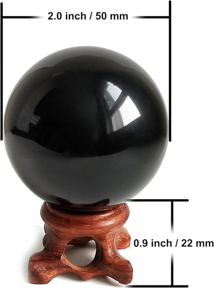 Mina Heal Black Obsidian Sphere for Meditation, Feng Shui, and Divination – Authentic Obsidian Crystal Ball for Protection and Energy Cleansing