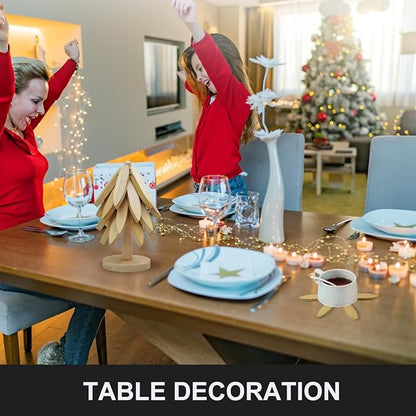 EGO LIFE Wooden Trivet Tree Set for Hot Dishes, 100% Natural Wood Trivets, Expandable Design Coasters, Foldable Tree-Sharped Placemats with 4PCS(Original Color)