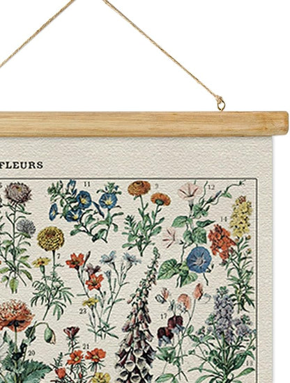 ABoby Vintage Hanging Posters, Decorative Flower Wall Art Prints, Printed on Linen with Wood Frames, Ready to Hang