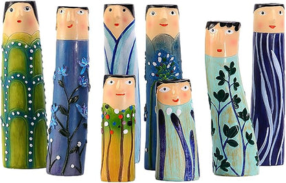 Spring Bud Vases, Bohemian Family Face Vase Boho Cute Home Decor, Character Vase Flower Plant Holder Bathroom Shelf Decor for House Decor Living Room Wedding Centerpieces (H)