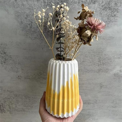 3D Vertical Stripe Vase Plaster Concrete Flower Pot Silicone Mold Succulent Planter Cement Clay Mold Pen Holder Mould