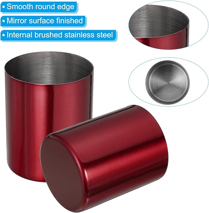 PATIKIL Pencil Holder, 2 Pack Pen Holder for Desk Stainless Steel Pencil Holders Cup Organizer Makeup Brush Holder for Desk Accessories, Red