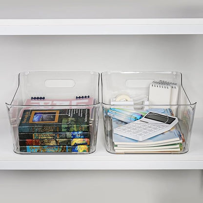 Tiawudi 6 Pack Plastic Storage Bins, Extra Large Pantry Organizer, 13.5" x 10" Clear Storage Containers and Organizer Bins, Multi-Use Bins for Home, Kitchen, Closet and Cabinet
