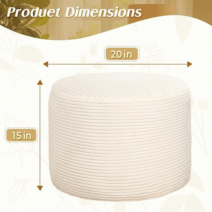 AS AWESLING Round Ottoman Foot Rest Pouf for Living Room Couch - Soft Plush Hassock