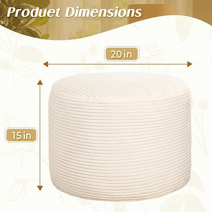 AS AWESLING Round Ottoman Foot Rest Pouf for Living Room Couch - Soft Plush Hassock
