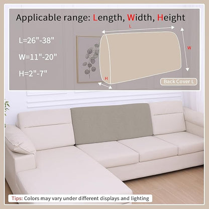 hyha Waterproof Couch Cushion Covers, Waterproof Sectional Couch Covers for Cushion Sofa for Pets, Stretch Sofa Slipcover Washable with Elastic Bottom(Back Cover L, Taupe)