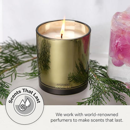 Apotheke Signature Scented Candles for Home, Black Cypress - 10.5 oz - Soy Wax, Non Toxic, Large Jar Gold - Luxury Candle Gifts for Women & Men - Bayberry, Balsam Fir, Rockrose, & Sage