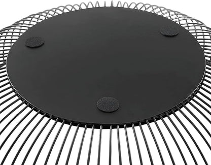 Fruit Bowl for Kitchen Counter, Black Wire Fruit Bowl, Metal Countertop Fruit Basket, 11 Inches Round Holder for Lemon, Banana, Candy, Snack in Office (Round C)