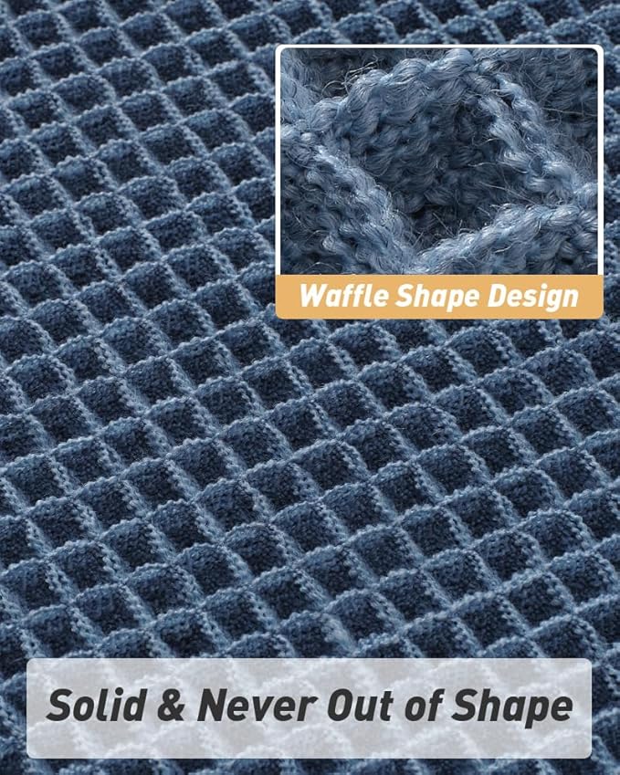 AMOAMI Upgraded Waffle Runner Rug Super Absorbent Non Slip Bath Mats for Bathroom Machine Washable Bathroom Runner Rug with Tassels, Ideal for Hallway Bedroom Laundry Room, 17" x 72", Blue