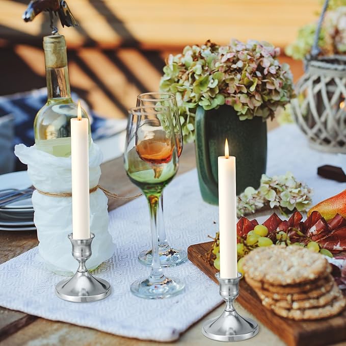 Candlestick Holders Taper Candle Holders, 6PCS Silver Candle Holder Set for Table Centerpiece, Vintage Candle Stand for Table Centerpieces, Home Decor,Weddings,Festival and Parties (6, Silver)