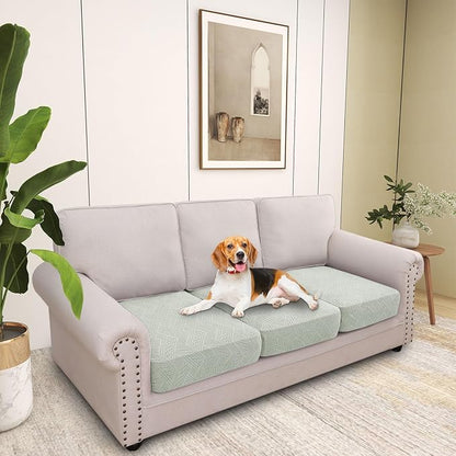 hyha Individual Couch Cushion Covers, Stretch Magic Sofa Seat Cushion Covers Washable, Dog Couch Sofa Slipcover for Pets, Kid with Elastic Bottom(3PC, Light Grey)