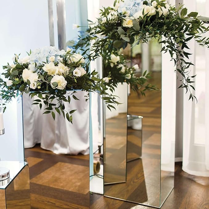 Efavormart 40" Silver Mirror Finish Wedding Decor Ideas - Clear Display Box with Interchangeable Lid and Base - Perfect for Centerpiece Display in Weddings, Baby Showers, Parties