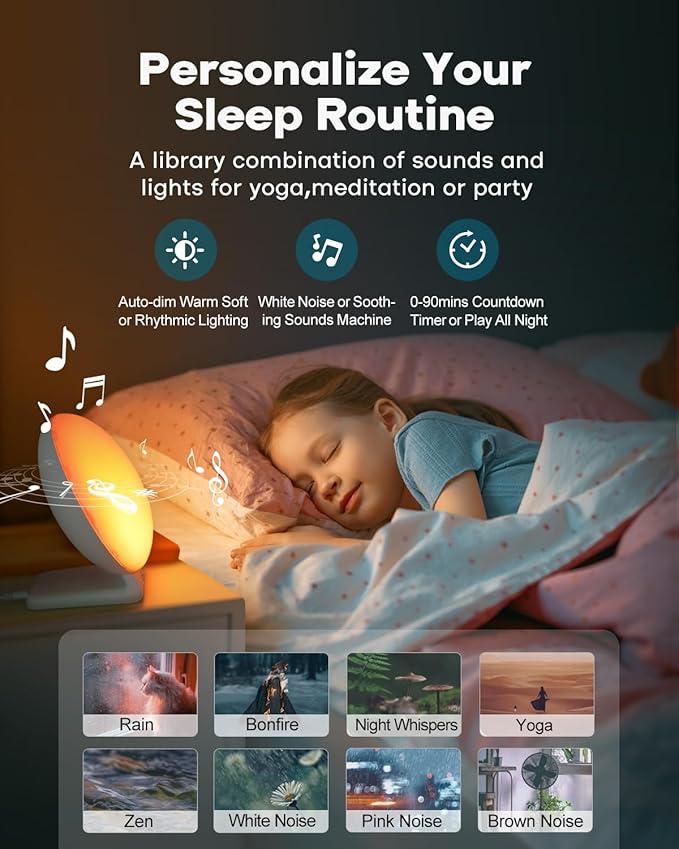 Dekala Sunrise Alarm Clock with 3-in 1 Wireless Charger Clocks, White Noise Sound Machine, Night Lamp with 11 Light, Alarm Clock for Heavy Sleepers Adults, Compatible with iPhone/Apple Watch/Airpods