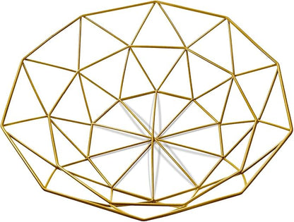 IBWell Geometric Metal Wire Fruit Bowl, Iron Arts Fruit Storage Baskets (Gold, Normal)