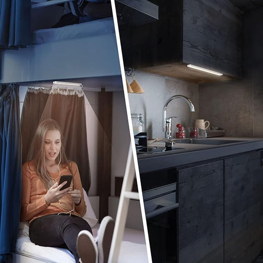 2Pack LED Under Cabinet Lighting Dimmable Under Cabinet Lights with USB Powered for Closet Light Bar Under Counter Lighting Work Tables Student Dormitory (Include AC Plug)