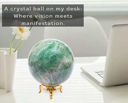 Amazing Gemstone Green Aventurine Crystal Ball with Stand - 3 Inches Large Crystal Sphere Meditation Balls for Witchcraft and Decorative Balls