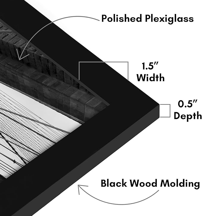 Americanflat 18x26 Poster Frame with Polished Plexiglass - Black Picture Frame - Wide Photo Frames Made of Engineered Wood for Vertical or Horizontal Wall Display - Epic Collection - Black
