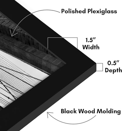 Americanflat 18x26 Poster Frame with Polished Plexiglass - Black Picture Frame - Wide Photo Frames Made of Engineered Wood for Vertical or Horizontal Wall Display - Epic Collection - Black