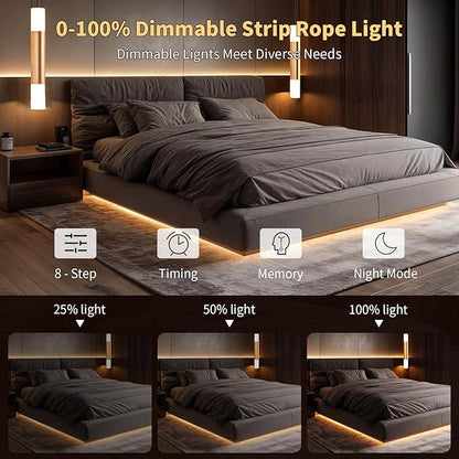 COB LED Strip Light 3000K 40FT/12M Warm White LED Strip Dimmable High Lumen Strip with RF Remote 24V UL Certified Adapter Suitable Adhesive Indoor COB LED Strip for Bedroom Living Room, Shelf, Cabinet