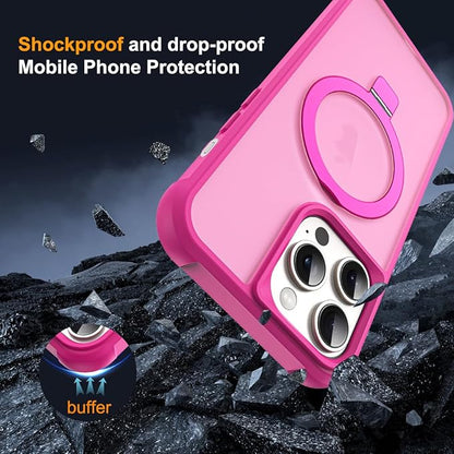 Compatible with iPhone 11 Pro Max Case with Invisible Magnetic O-Ring Stand Military-Grade Translucent Case for iPhone 11 ProMax 6.5" [Compatible with Mag-Safe][Great Grip Feeling], Rose