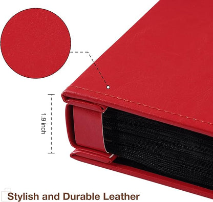 potricher Small Photo Album 4x6 200 Photos Leather Cover Picture Book with 200 Horizontal Pockets for Family Wedding Anniversary and Baby (Red)