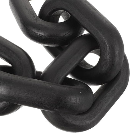 OSOLADY Wood Chain Link Decor: 5-Link Decorative Wooden Chain - Aesthetic Home Decor for Farmhouse Bookshelf Coffee Table Living Room Racks Cabinet Black
