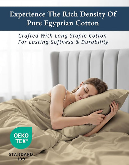 LANE LINEN 100% Egyptian Cotton Split King Sheets for Adjustable Beds, 15 inch Extra Deep Pocket Split King Sheets, Naturally Temperature Regulating Cooling NO Pill Fade Resistant - Linen