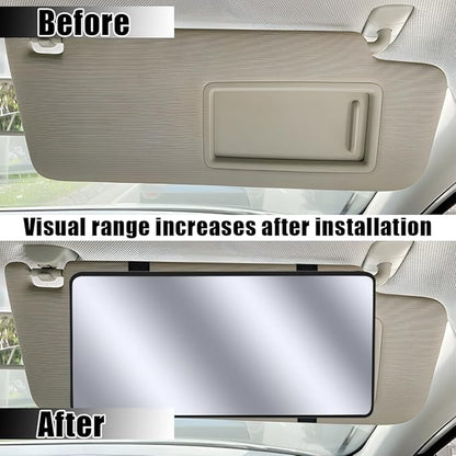 Car Sun Visor Vanity Mirror, Vehicle Sun-Shading Cosmetic Makeup Mirror with Straps, Large Automotive Interior Rear View Travel Accessories, Universal for SUV, Sedan, Truck(Black)