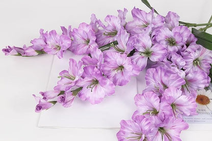 IPOPU Purple Artificial Gladiolus Flowers 5PCS Lavender Flowers Artificial Gladiolus 33" Long Stem Artificial Flowers for Tall Vase Wedding Home Party Table Floral Arrangement (Light Purple)
