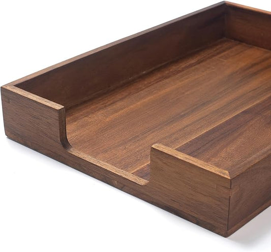 Wood Letter Tray, Acacia Wood Desk Tray, Wooden Desktop Organizer for Papers, Documents, Magazines, Files