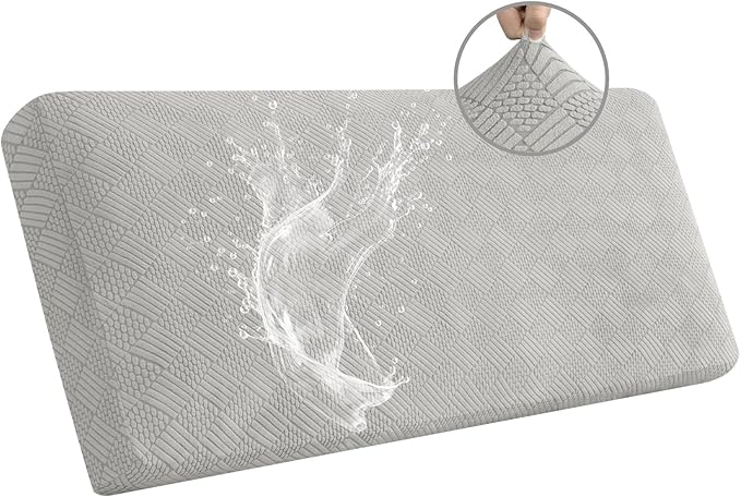 Easy-Going Waterproof Couch Cushion Covers for Couches and Sofas, Stretch Jacquard Sofa Seat Cover Replacement for Dogs, Pets & Kids, Durable Furniture Protector for Sofa Cushions, Light Gray