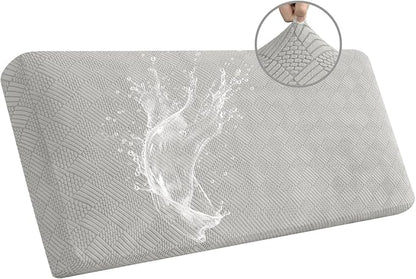 Easy-Going Waterproof Couch Cushion Covers for Couches and Sofas, Stretch Jacquard Sofa Seat Cover Replacement for Dogs, Pets & Kids, Durable Furniture Protector for Sofa Cushions, Light Gray