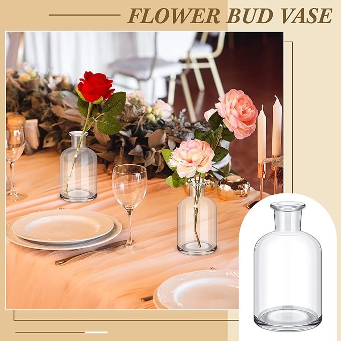 Lallisa 60 Pcs 4 Inches Small Glass Bud Vases Bulk Mini Flower Vases for Centerpieces Decorative Glass Bottles Vintage Rustic Decoration for Wedding Dining Table Home Decor