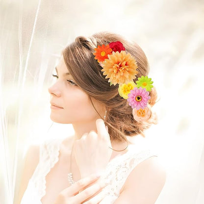 210Pcs Mini Silk Flower Heads Small Fake Mums Rose Faux Flowers Bulk for Crafts Artificial Loose Fabric Flowers Heads Sunflower Bulk for Wedding Hair Cap Dresses Fall Home Decorations (Orange)