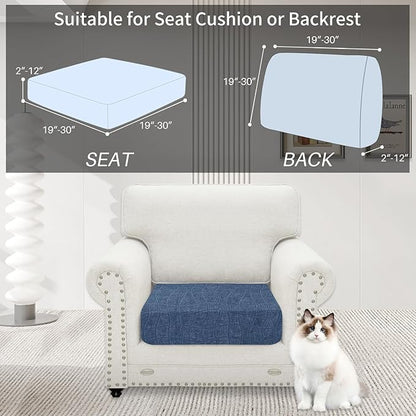 MAXIJIN Waterproof Couch Cushion Covers Stretch Sofa Seat Slipcovers Washable，Sectional Outdoor Cushion Covers with Elastic Bottom for Dogs Pets Kids (1 Pc Cushion Cover, Dusty Blue)