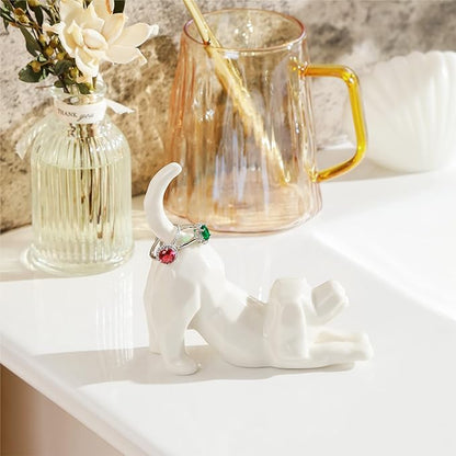 PUDDING CABIN Dog Mom Ring Holder Stand - Wedding, Birthday, Christmas, Valentine's Gift for Women/Men - Figurine for Office Room Decor - Loss of Pet Sympathy