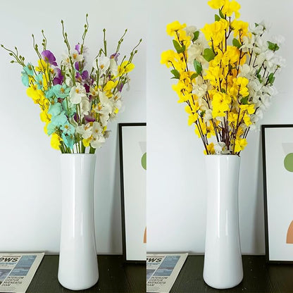 12Inch Tall White Ceramic Flower Vase,Home Decor White Vases for Pampas Grass,Textured Modern Vases for Living Room Decorations,Shelf,Table Centerpieces,Farmhouse Small Ceramic Vase