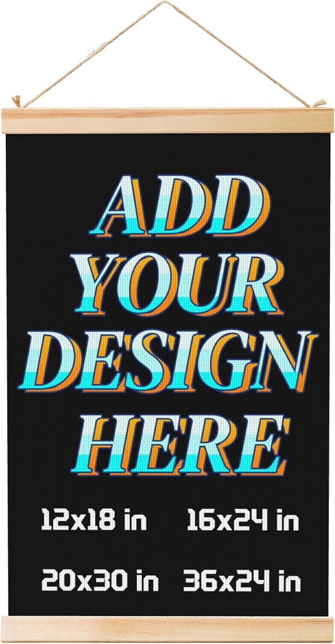 Custom Hanging Poster Personalized Wall Scroll Poster Fabric Canvas with Picture Logo Photo Wall Art Decor for Living Room Bedroom Office (Wood)