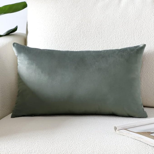 Artscope Luxury Velvet Pillow Covers Super Soft Decorative Rectangle Throw Pillow Covers Case Cushion Covers for Sofa Couch Bedroom Car Decor 16x24 Inch Dark Grey
