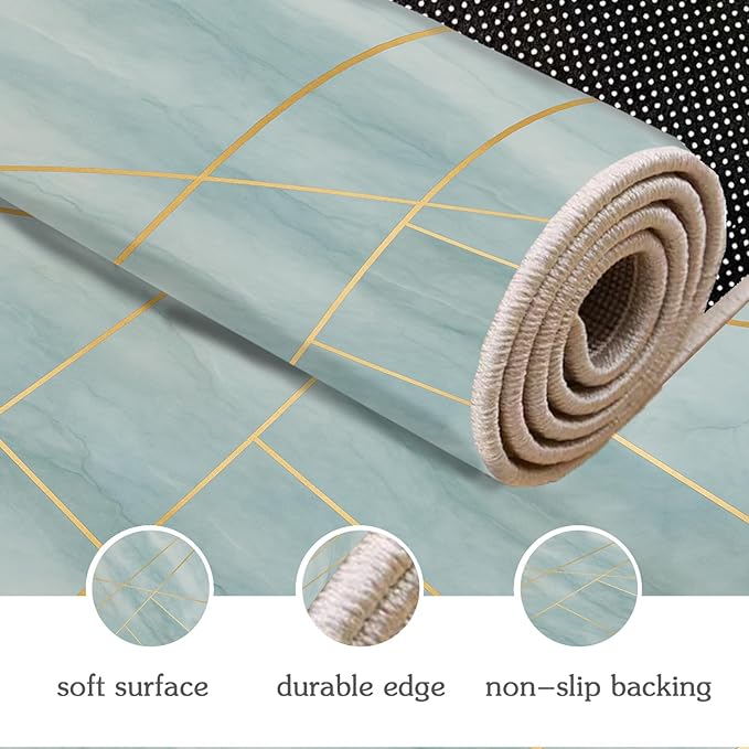 Minimalist Marble Rug - 4x5 Rug, Abstract Line Marble Area Rugs, Modern Geometric Outdoor Rugs, Washable & Non Slip Carpet Home Decor