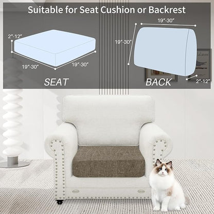 MAXIJIN Waterproof Couch Cushion Covers Stretch Sofa Seat Slipcovers Washable，Sectional Outdoor Cushion Covers with Elastic Bottom for Dogs Pets Kids (1 Pc Cushion Cover, Khaki)